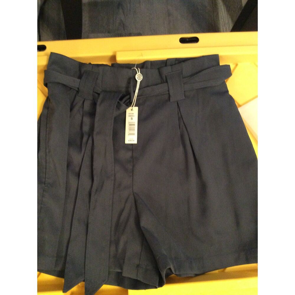 New NWT (98.00) Max Studio Blue Dress Shorts Pleated Small S tie Waist